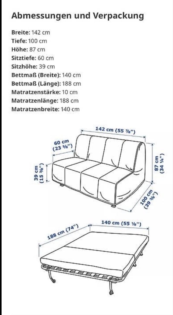 Ikea Letti: Lycksele Ikea Bett Sofa Klappbett Gästebett – Usato da Sulzbach venduto da Kaeslin0 9