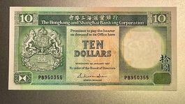 Hong Kong 10 Dollars 1987 UNC