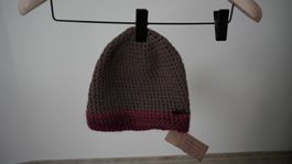 Beanie Mütze Handarbeit Gehäkelt Häkeln braun bordeaux