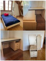 Bett, Nachttisch und Pult / Schwenkpult, Schweizer Fabrikat