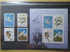 Vögel Frankreich Mi 3072-75** + Block 16** Zusammendruck