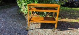 Vintage Servierwagen Holz ausziehbar mit Rollen 