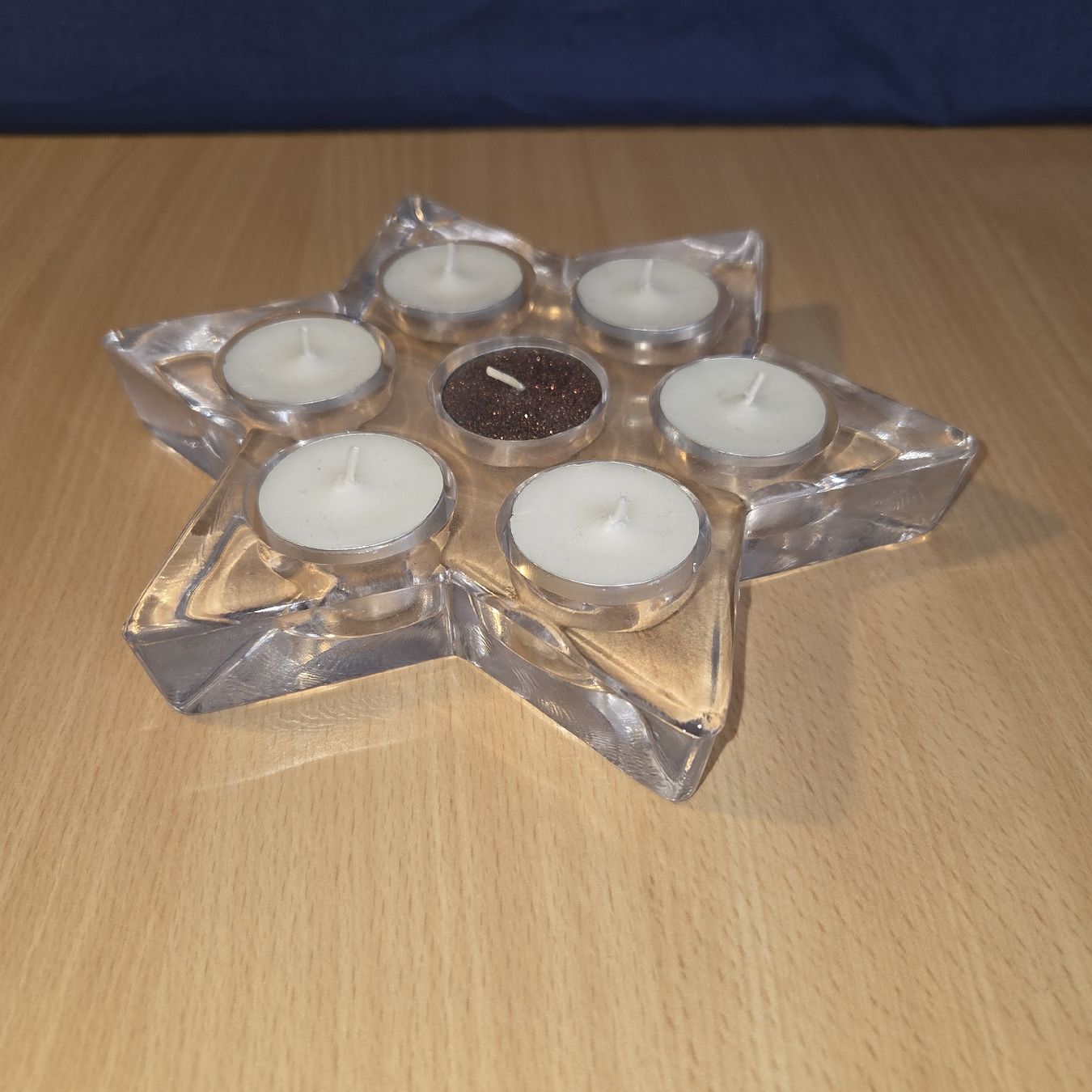 Candele: Teelichthalter Stern Glas mit 7 Teelichtern ca. 20cm – Nuovo (secondo la descrizione) da Kriens venduto da gra_fhn7 2