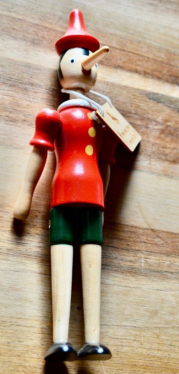 GICO Pinocchio Schlüsselanhänger Aus Massivholz – 10 Cm, Bewegliche Gliedmaßen, Made In Italy