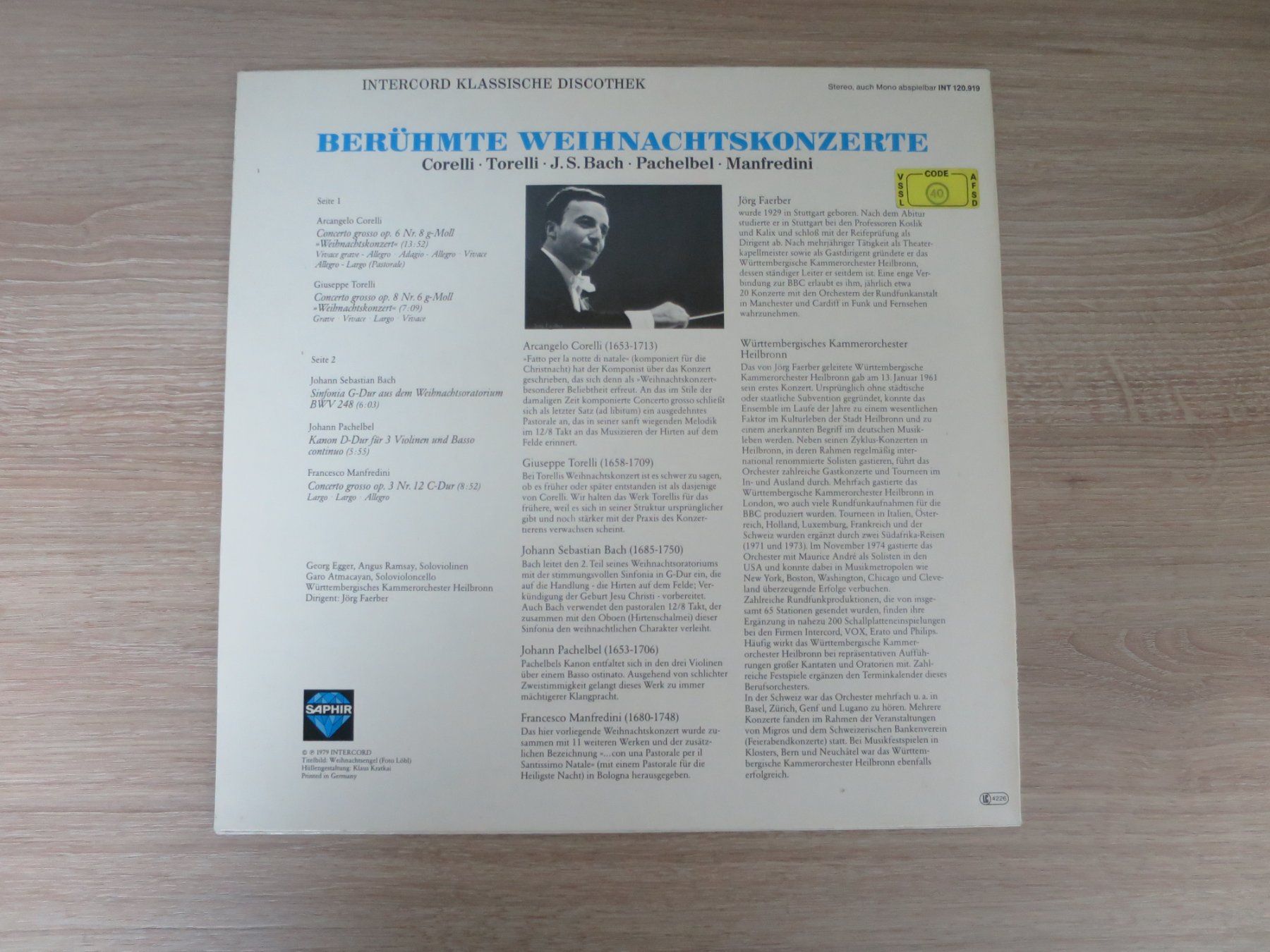 Dischi in vinile: Corelli, Torelli, Bach - Berühmte Weihnachtskonzerte (Vinyl) – Usato da Esslingen venduto da Lp4you 1
