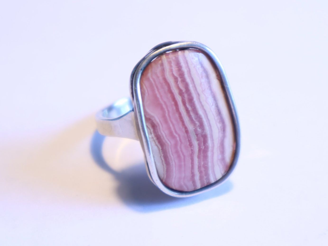 Ringe: Vintage Silberring 800 mit Rodochrosit Stein, Grösse 52 – Gebraucht aus Baden von TellsKuchenhaus 1