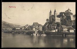 AK Aarburg, Aare mit Brücke