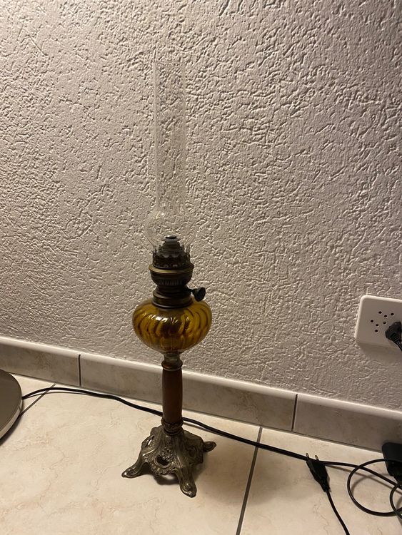 Öllampe Aus Glas 21 Cm Mit Goldener Drehfassung - Romantische Dekolampe Für Hochzeiten