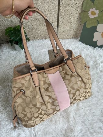 COACH Tasche Canvas/Leder braun/beige Breite 39cm Höhe 24cm