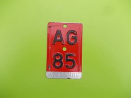 Velonummer / Fahrradnummer  AG 85