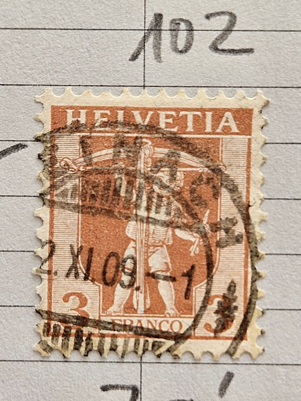 Tutti i francobolli: 102 EINACH  (Kat. 15.--) für 3.-- – Usato da Buttikon SZ venduto da Marcelr
