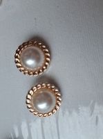 Elegante Ohrclips Perlen-Optik, goldfarben Vintagestil NEU