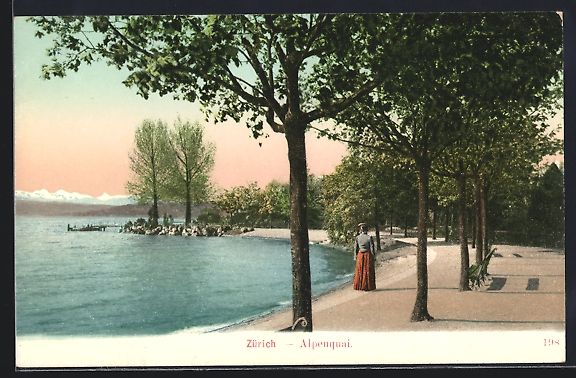 Cartoline postali: AK Zürich, Alpenquai – Usato da Berlin venduto da bartko-reher