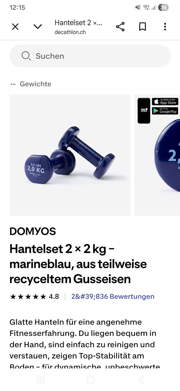 Hanteln & Gewichte: 2x 2kg Hanteln – Gebraucht aus Bern von Maris_Secondhand