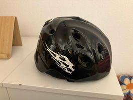 Cooler Helm mit Flammen, Schwarz Gr. S