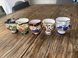 Milchkännchen Keramik 5er Set mit Blumenmuster gebraucht