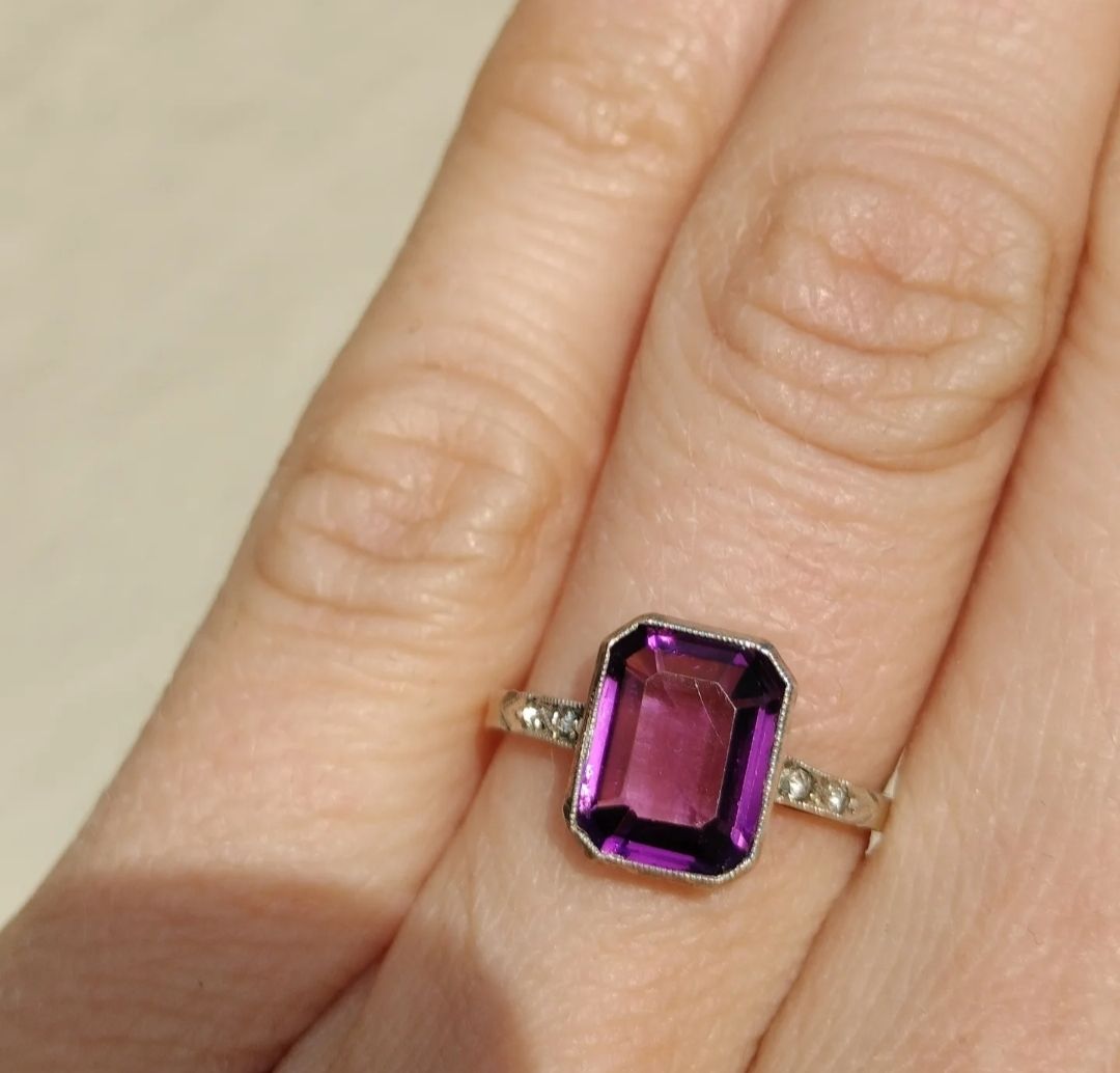 Anelli: Antiker Ring Amethyst Paste Gold 9ct 333 – Usato da schwyz venduto da larry91sz 8