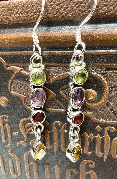Ch.Abramowicz Citrin Ring Silber 925 - Mit Amethyst, Granat, Peridot & Blautopas, Größe 20