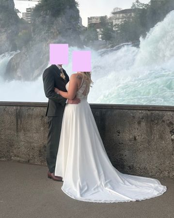 Brautkleid 38/40 mit Spitze, Schleier & Bolero