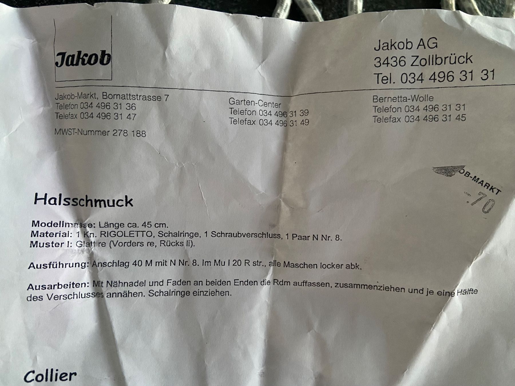 Kit bricolage: Strickset für Halsschmuck mit Schalringen – Nuovo (secondo la descrizione) da Schwarzenburg venduto da Aha016 3