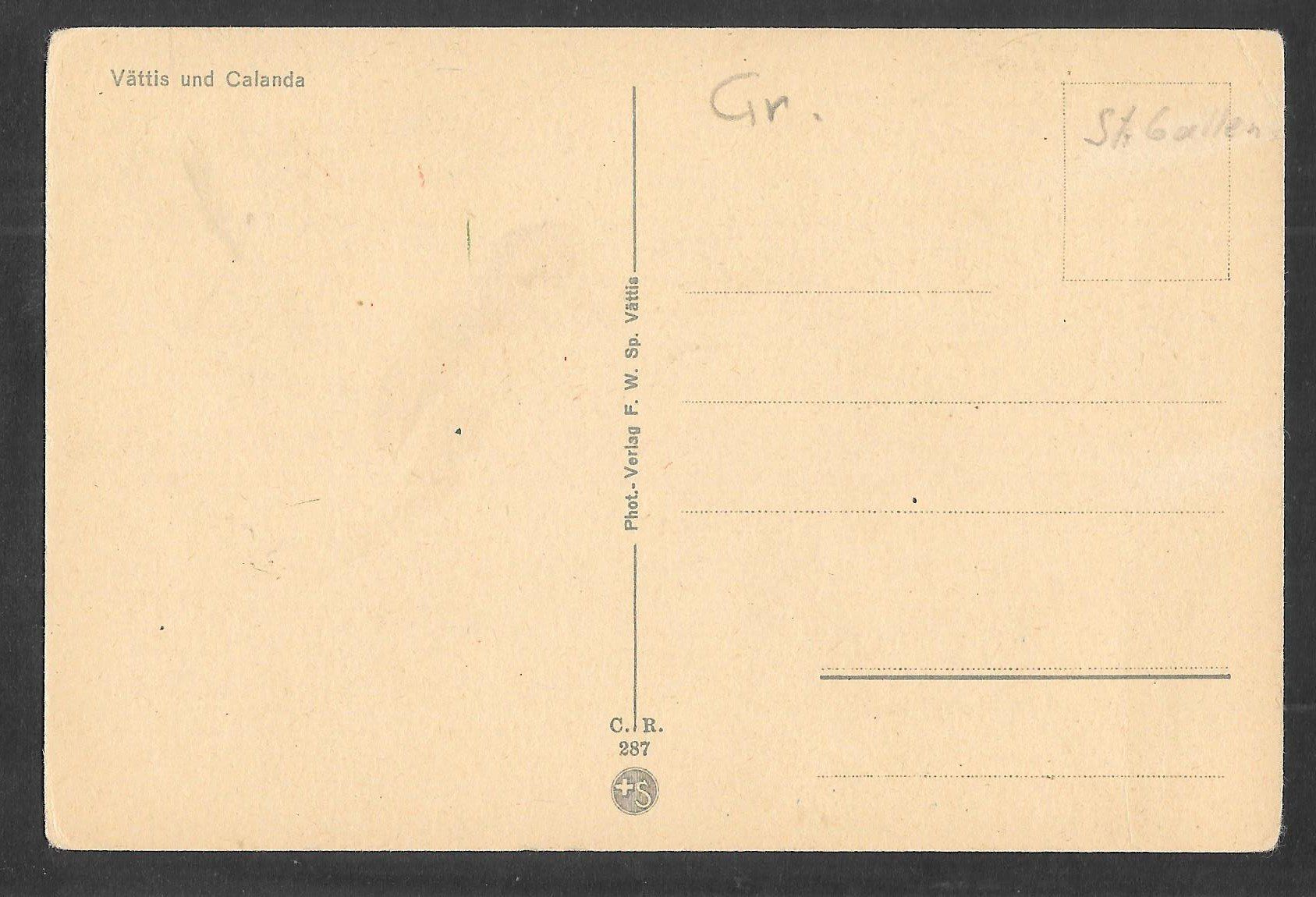 Cartoline postali: Vättis Gesamtansicht mit Calanda – Usato da Olten venduto da clotaldi 1