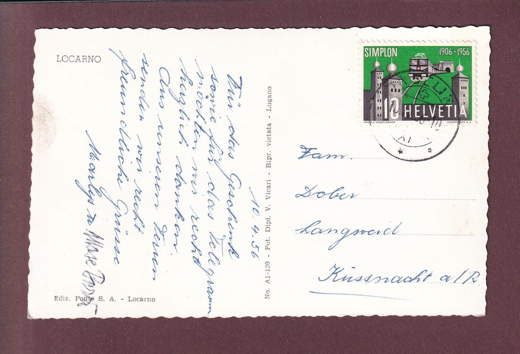 Cartoline postali: LOCARNO - 9 images - 1956 – Usato da Pully venduto da nicecards 1