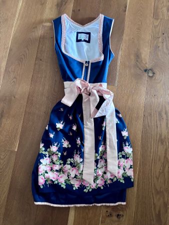Damen Dirndl Alpenfee dunkelblau Rosen Grösse 40