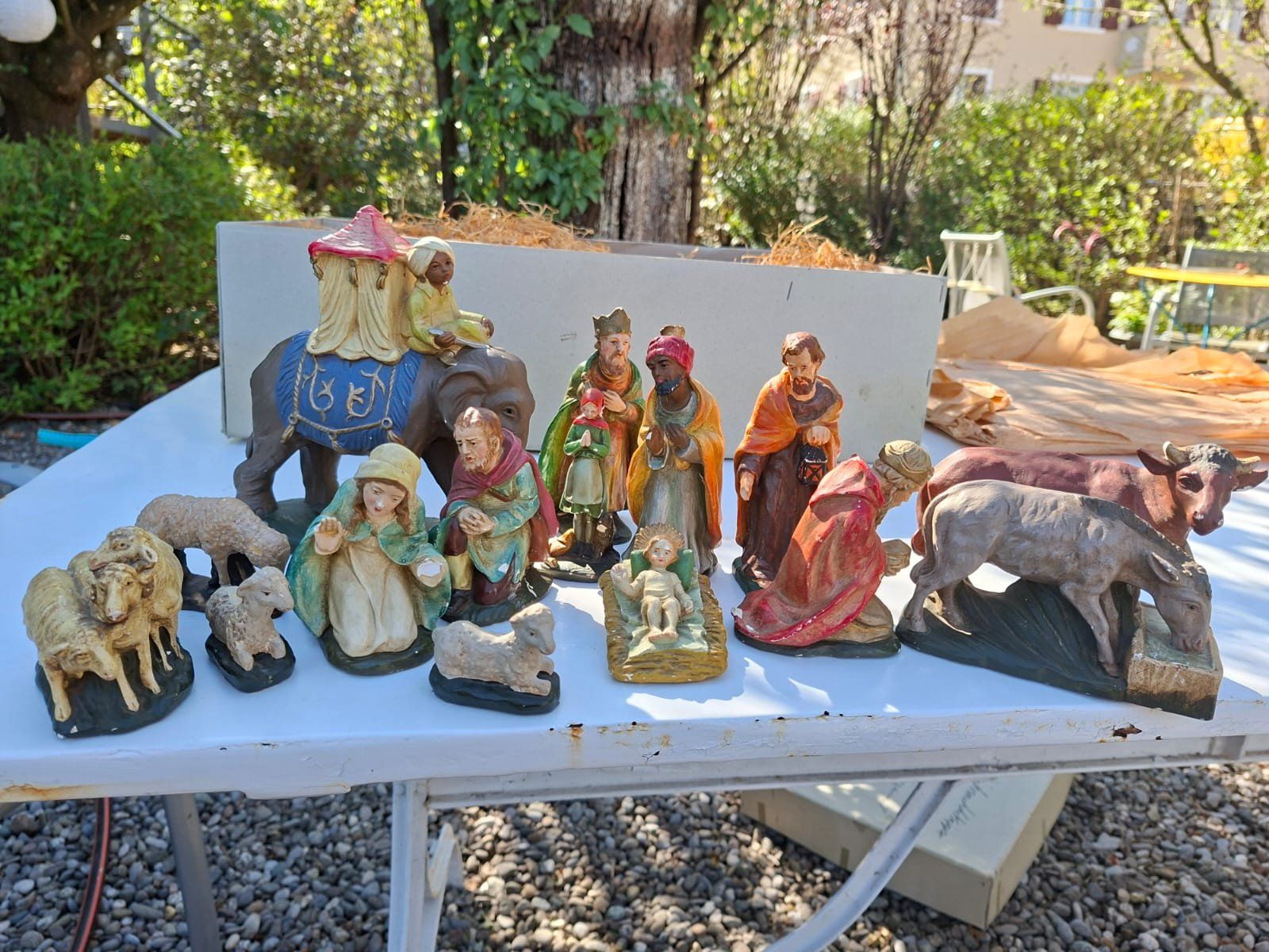 Statuette: Antike gr. Gips Krippenfiguren – Usato da Trimbach venduto da stillik 2