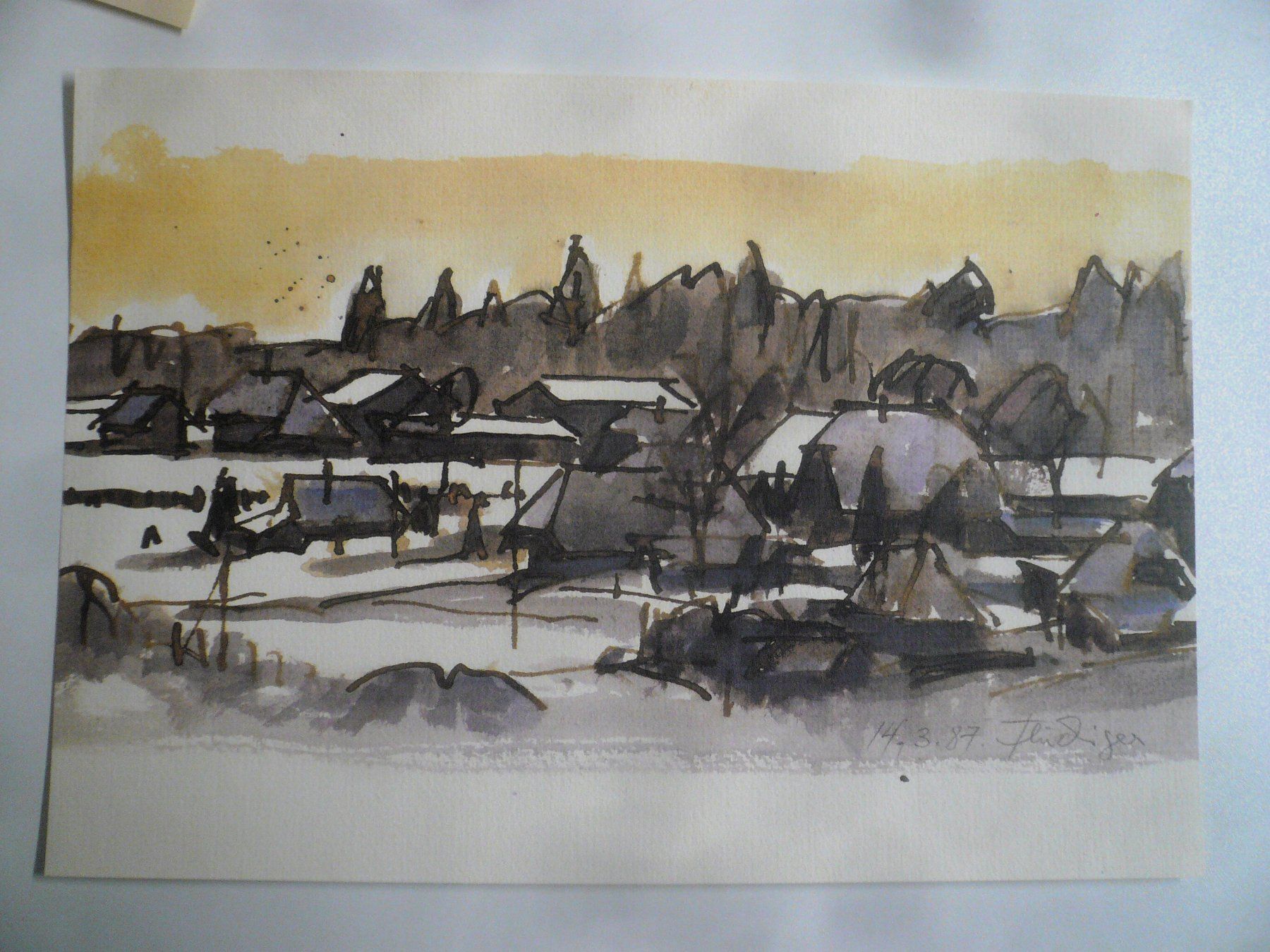 Dipinti: Dölf FLÜCKIGER, 3 x Aquarell – Usato da Oberhofen am Thunersee venduto da luuping99 2