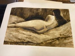HUBER Otto 1919--1997 liegender Akt Aquarell signiert