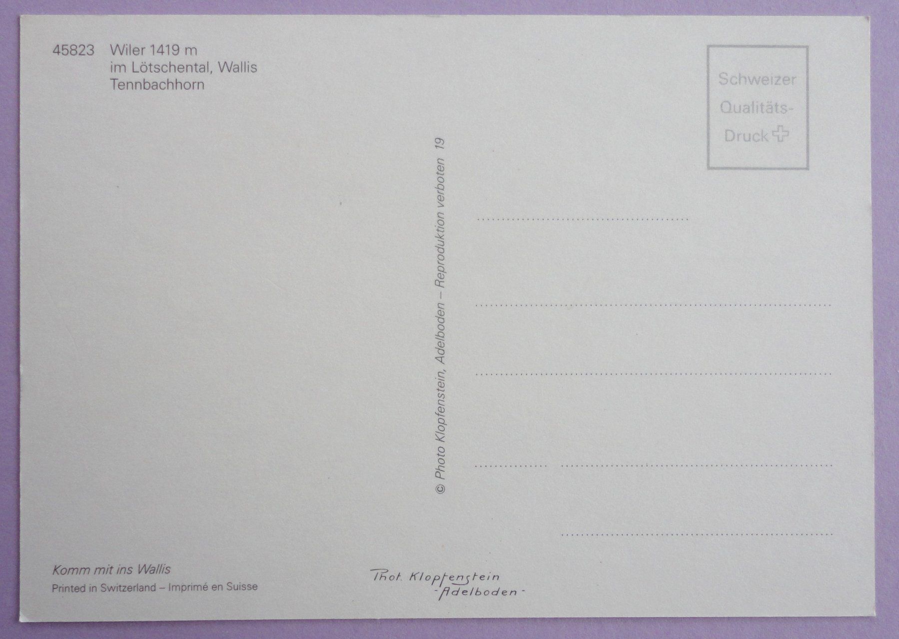 Cartoline postali: Wiler, 1419 m, im Lötschental – Usato da Fétigny venduto da Billy2miny 1