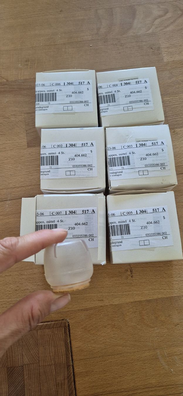 Sedie: Stuhlkappen -Parkettschutz – Nuovo e nell'imballaggio originale da Thun venduto da miradonna
