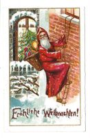 Fröhliche Weihnachten  Nikolaus Strickleiter Geschenke Litho