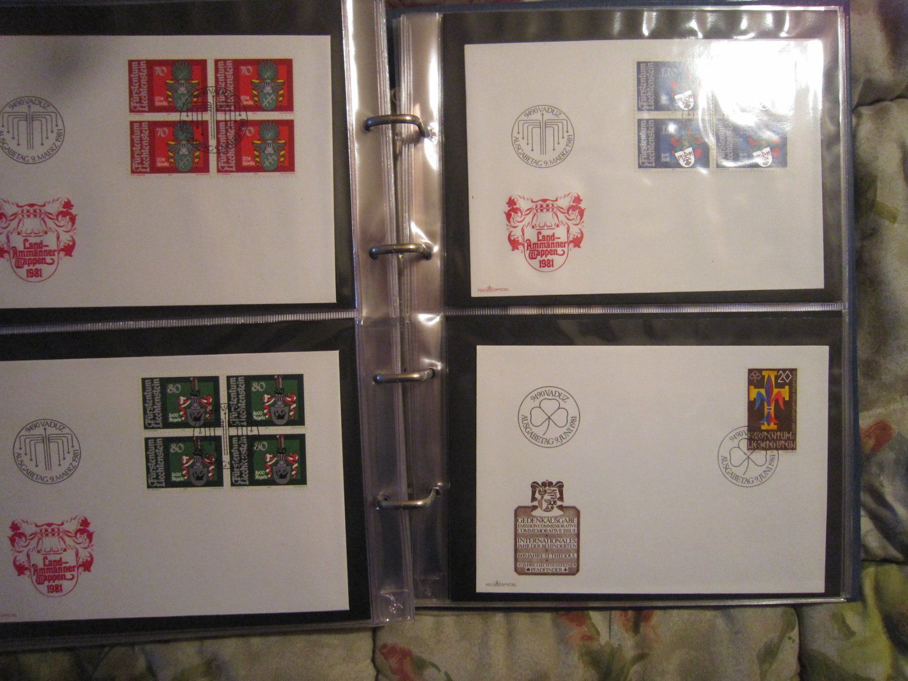 Tutti i francobolli: Lichtenstein 76 Briefe FDC einzeln und mit 4er Blocks – Usato da Giubiasco venduto da sal_9j6w 7