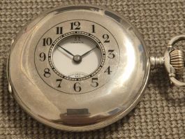 Seltene Omega Halbsavonette, Silber, 52.8 mm