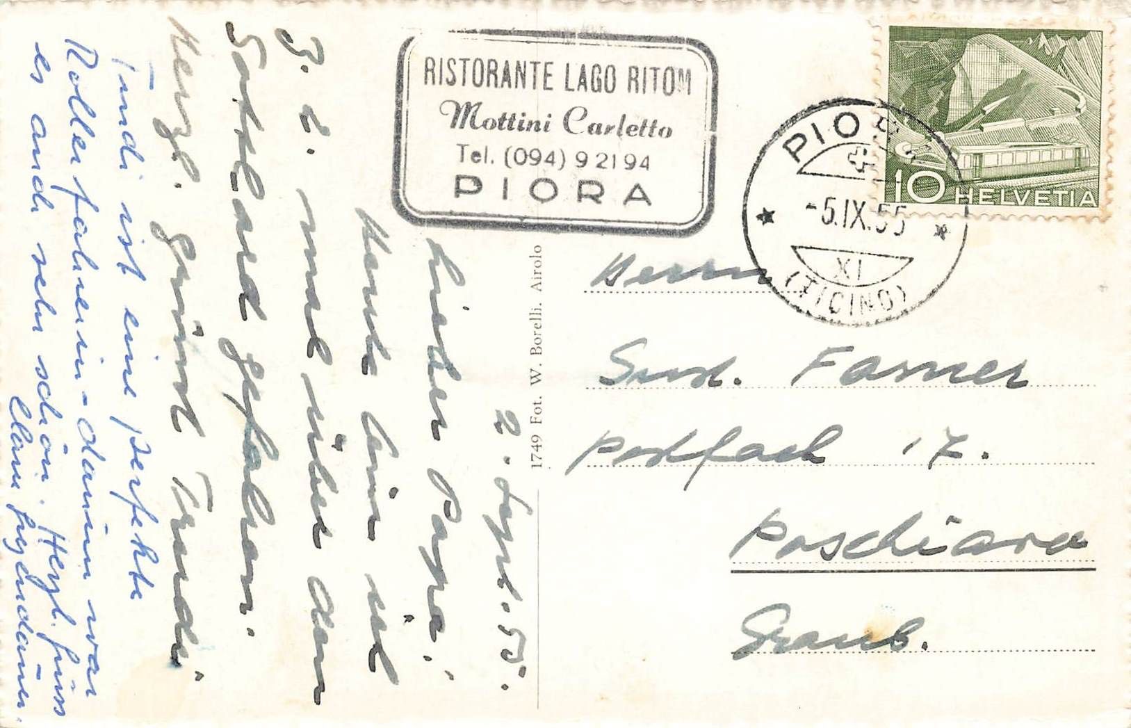 Cartoline postali: Panorama alpe di piora – Usato da Biasca venduto da Blenio71 1