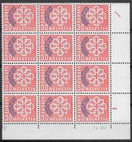 1959: Europa mit Afdruck Nr.349 Teilbogen mit 12 Marken **