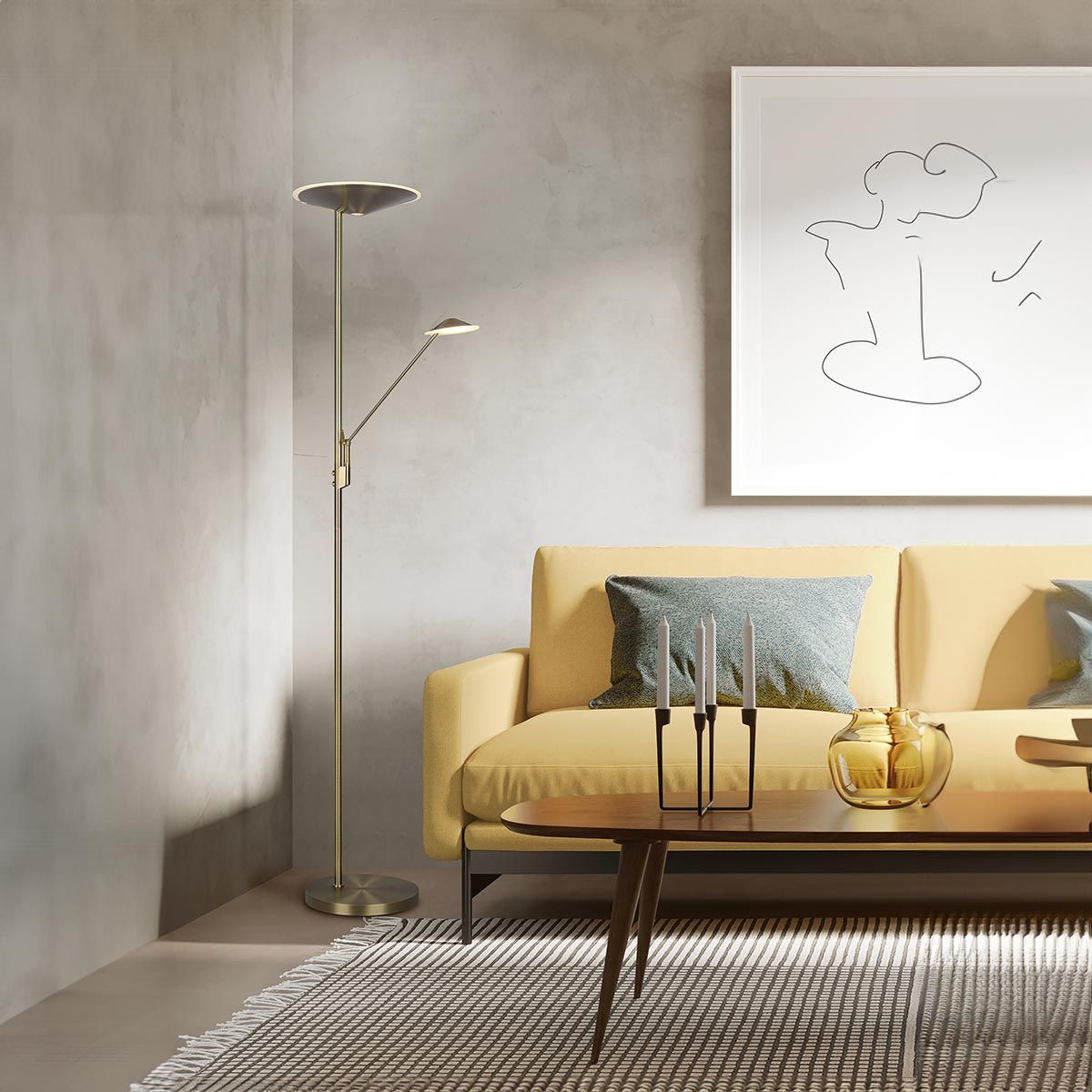 Lampade: LED Stehleuchte, Altmessing, Dimmbar – Nuovo (secondo la descrizione) da Kreuzlingen venduto da Smart-Light 1