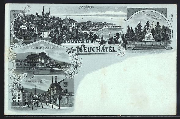 Cartoline postali: Mondschein-Lithographie Neuchatel, Musee – Usato da Berlin venduto da bartko-reher