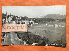 Luzern, Quai mit Rigi. Und Dampfschiff