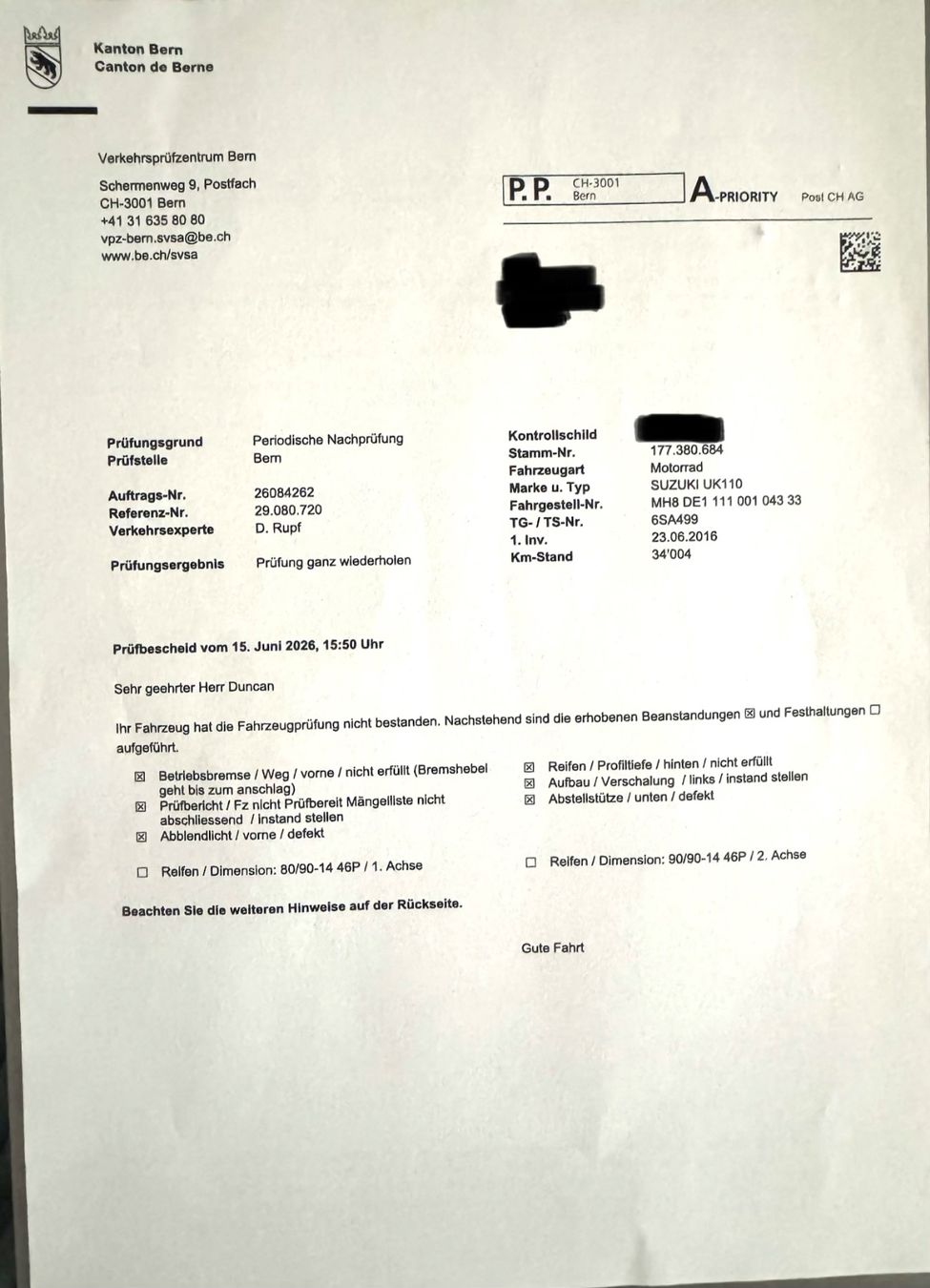 Suzuki Scooters: Suzuki UK 110 Address – Defekt aus Bern von nodah 6