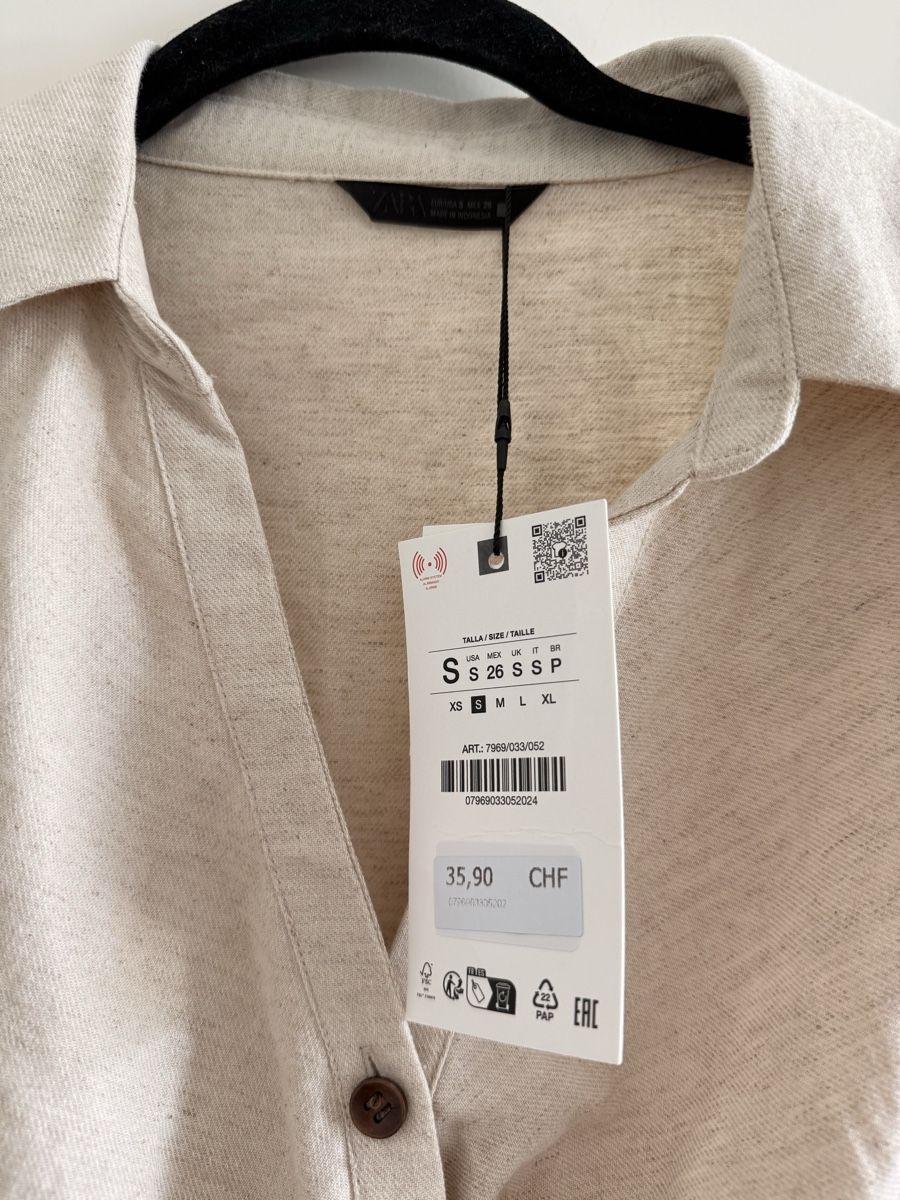 Zara Blusen: Damen Bluse Kurzarm Beige Groesse S mit Etikett – Neu und originalverpackt aus Meilen von tan_v628 1