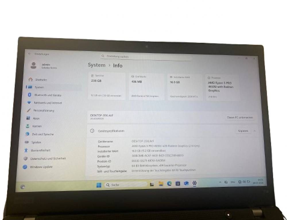 Notebook: Lenovo Thinkpad gen 1/ touch screen/ Top Zustand  – Usato da Zürich venduto da ER- 2