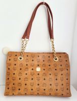 MCM Schultertasche Cognac Canvas 