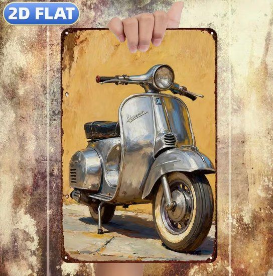 Schilder: Schild Vintage Vespa Silber – Neu und originalverpackt aus Gerlafingen von Tsuru