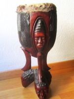 Afrikanische Holz-Trommel  handgeschnitzt Deko-Objekt