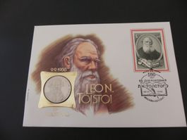 Münzbrief CCCP 1 Rubel 1988 - Leo N. Tolstoi