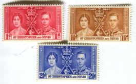 Briefmarken "König Georg VI. & Queen Mum". Nevis 1937