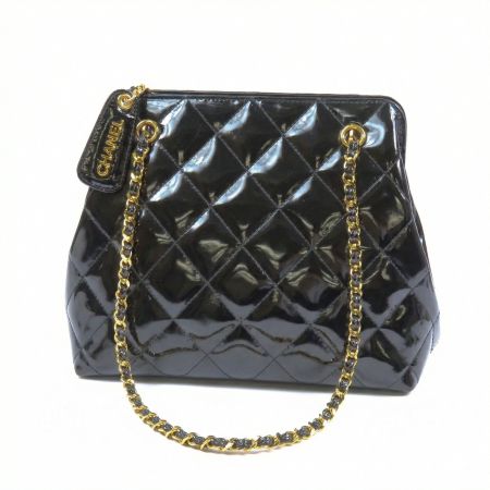 CHANEL Vintage Patent Lather Shoulder Bag