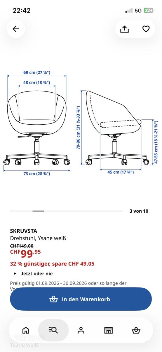 Ikea Sedie: Ikea Skruvsta Bürostuhl  – Usato da Küssnacht am Rigi venduto da aylin.ninahh 3
